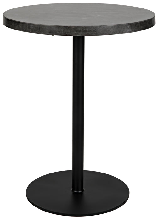 Ford Side Table, Tall, Black Steel and Black Marble Top