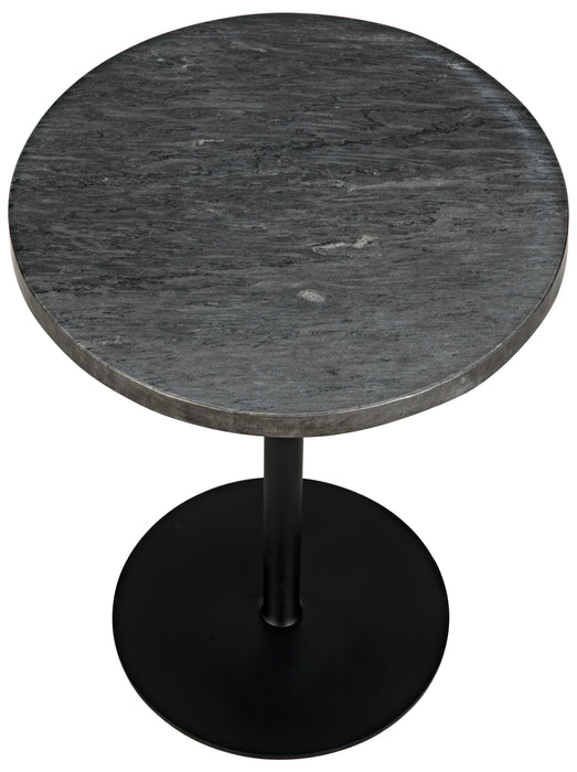 Ford Side Table, Tall, Black Steel and Black Marble Top
