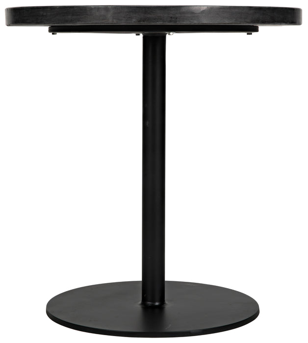 Ford Side Table, Low, Black Steel and Black Marble Top