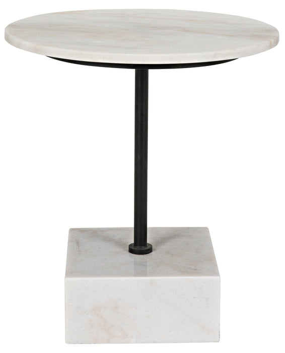 Rodin Side Table, Black Steel with White Marble