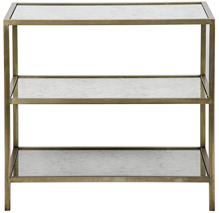 3 Tier Side Table, Antique Brass and Antique Mirror