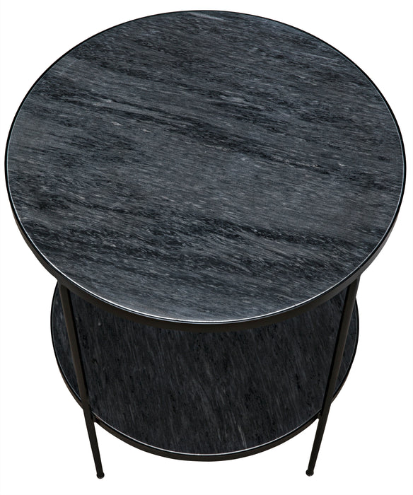 Rivoli Side Table, Black Steel with Marble