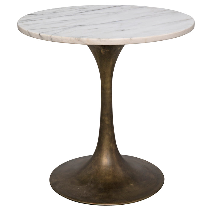 Laredo 20" Table, White Stone Top, Metal with Aged Brass Finish
