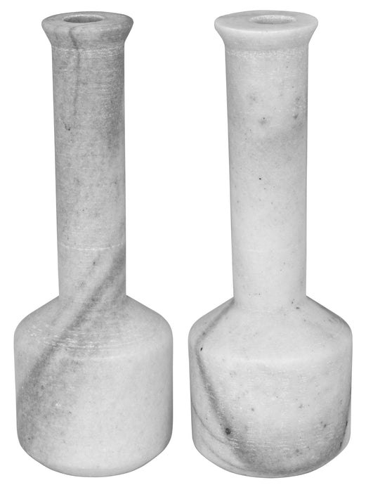 Markos Decorative Candle Holder, Set of 2, White Marble