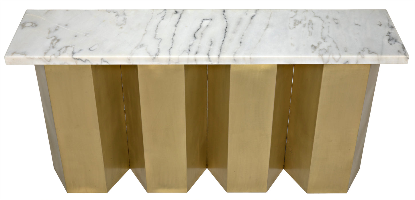 Shilo Console, Steel and White Marble