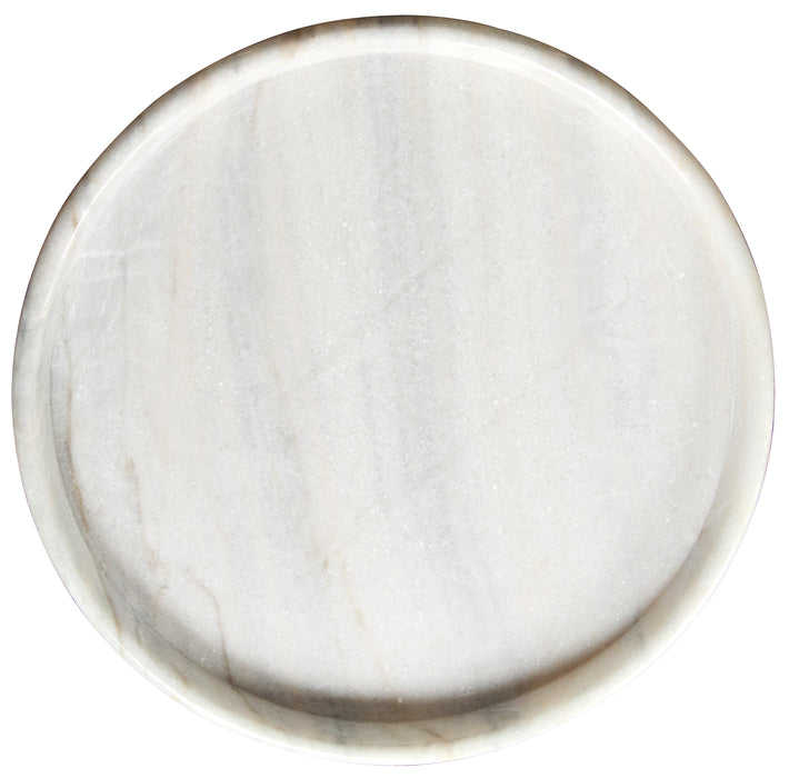 20" Round Tray, White Marble