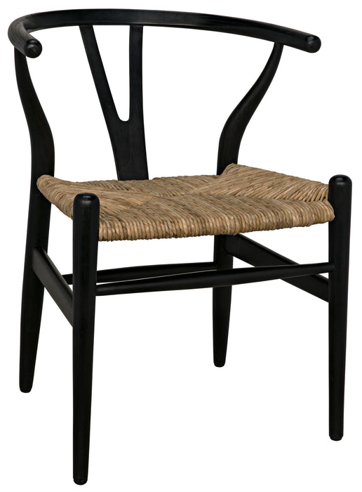 Zola Chair with Rush Seat, Charcoal Black