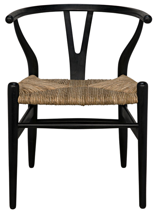 Zola Chair with Rush Seat, Charcoal Black