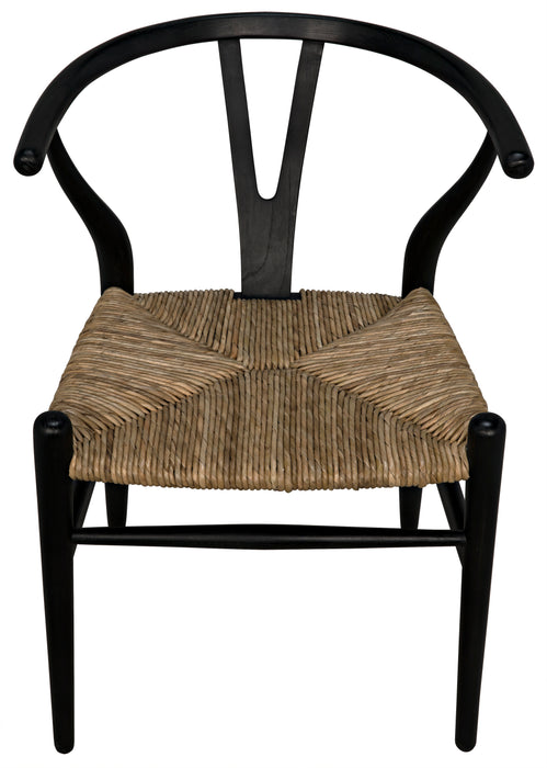 Zola Chair with Rush Seat, Charcoal Black