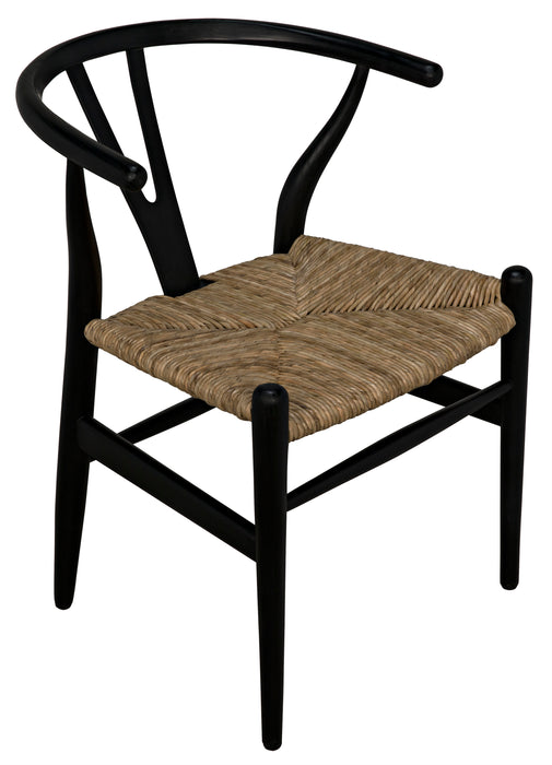 Zola Chair with Rush Seat, Charcoal Black