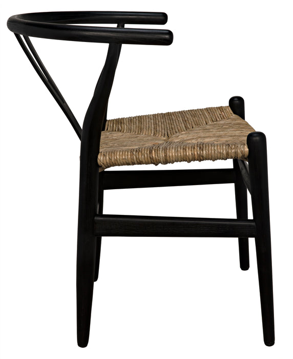 Zola Chair with Rush Seat, Charcoal Black