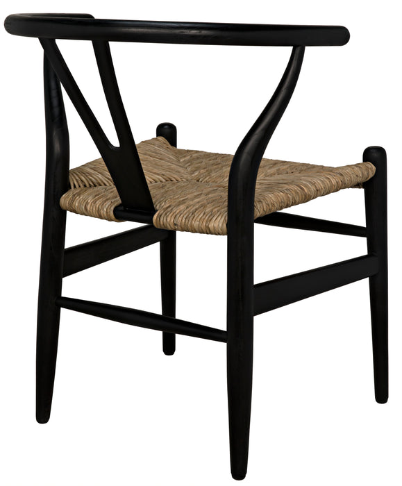 Zola Chair with Rush Seat, Charcoal Black