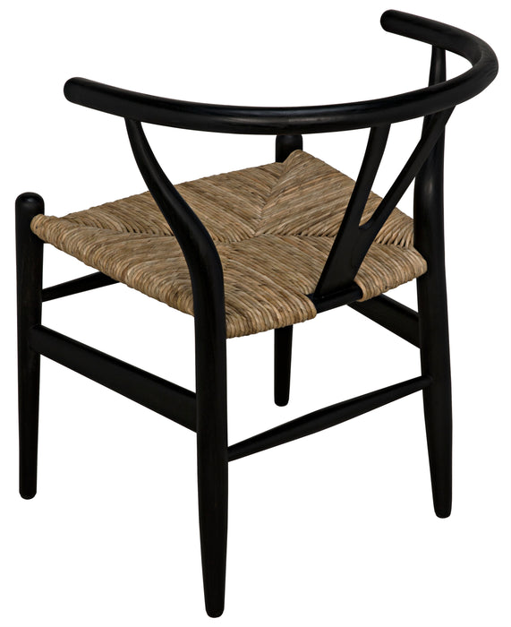 Zola Chair with Rush Seat, Charcoal Black