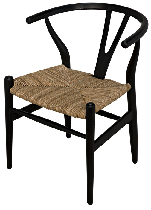 Zola Chair with Rush Seat, Charcoal Black