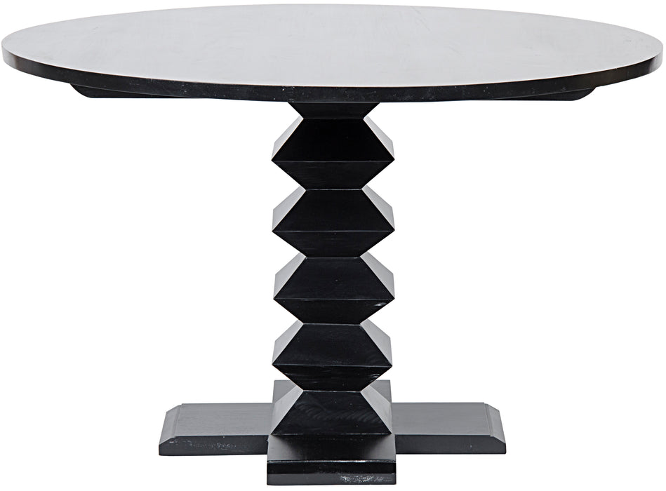 Zig-Zag Dining Table, 48" Diameter, Hand Rubbed Black