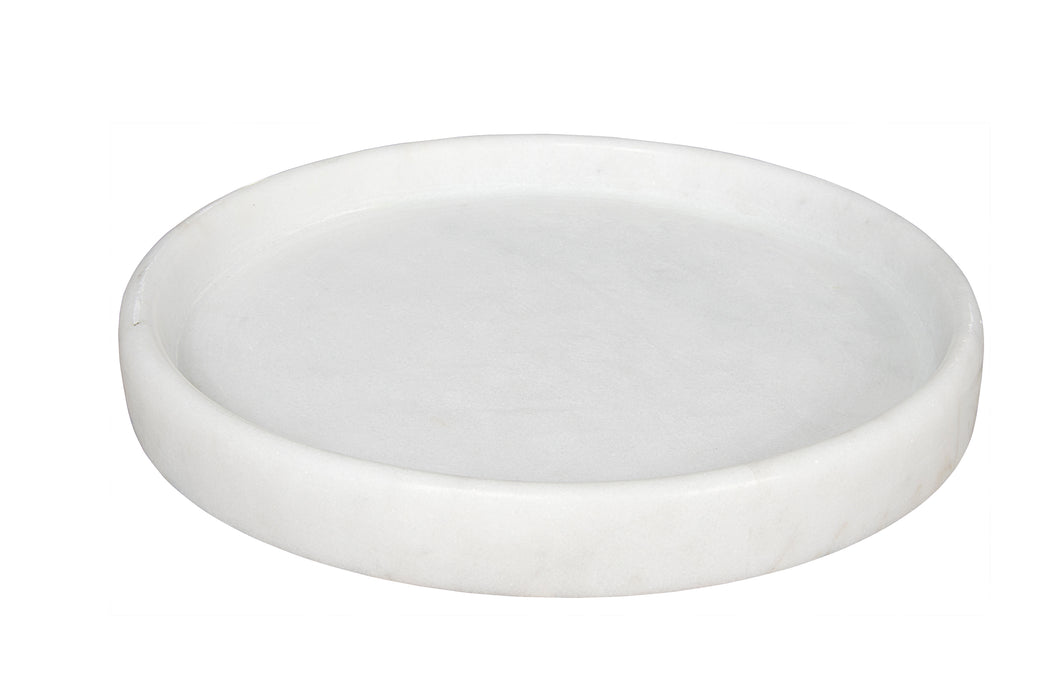 16" Round Tray, White Marble