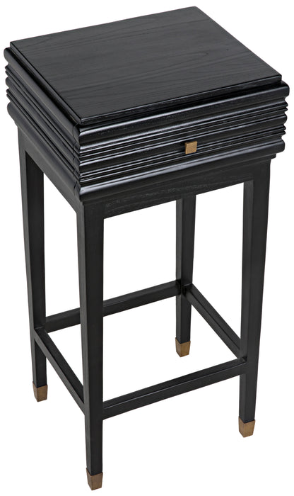 Kitame Side Table with Drawer, Charcoal Black