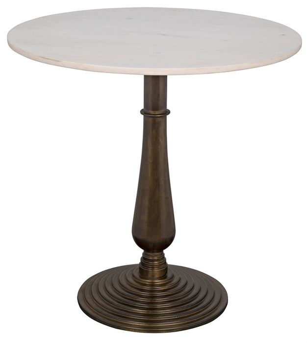 Alida Side Table, Cast Iron with White Marble, Aged Brass
