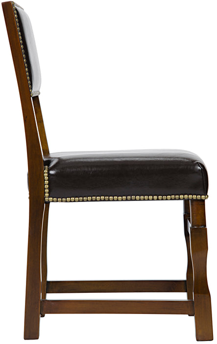 Abadon Side Chair with Leather, Distressed Brown