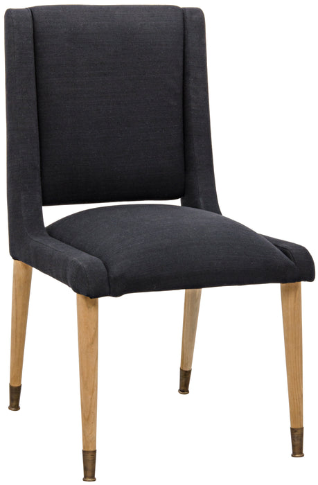Lino Dining Chair, Teak with Black Woven Fabric