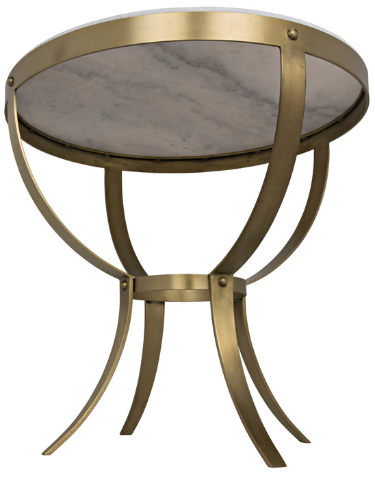 Byron Side Table, Antique Brass with White Marble