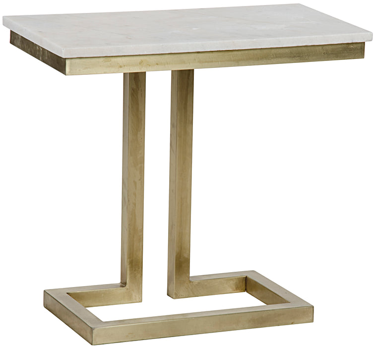 Alonzo Side Table, Antique Brass and White Marble