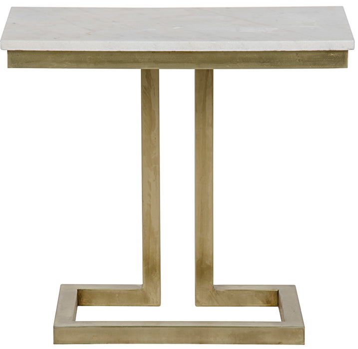 Alonzo Side Table, Antique Brass and White Marble