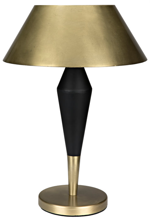 Blau Table Lamp, Steel with Brass Finish and Black Steel Detail