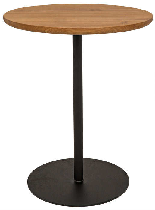 Ford Tall Side Table, Gold Teak with Steel Base