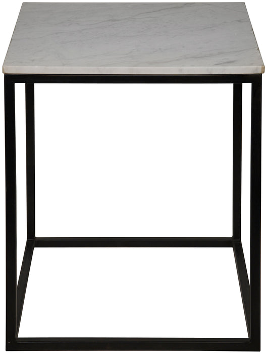 Manning Side Table, Large, Black Steel with White Marble Top