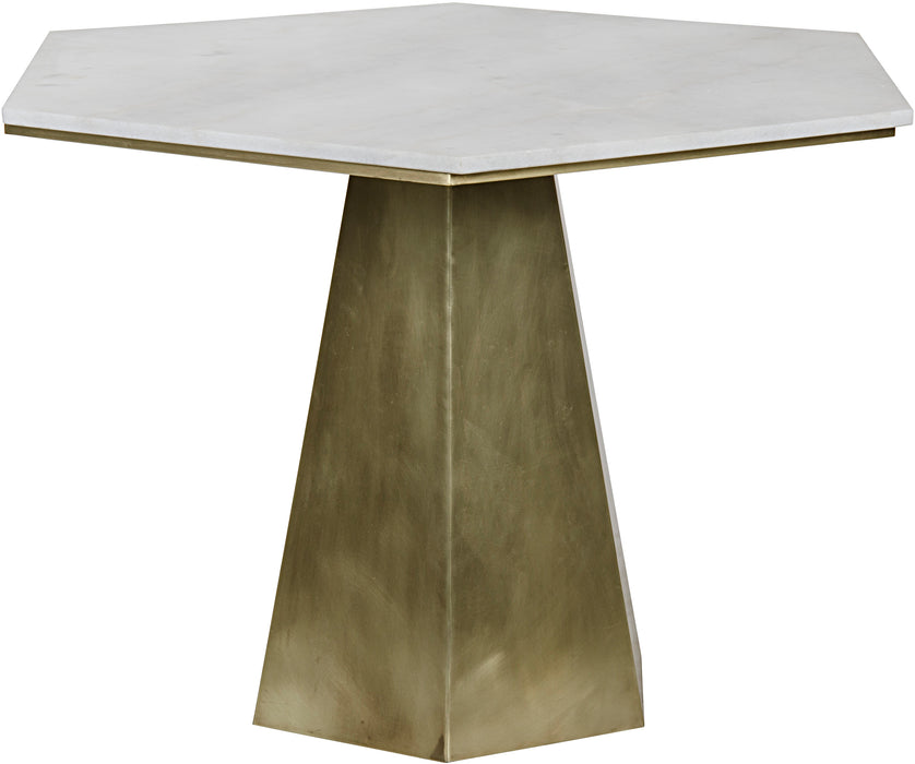 Demetria Table, Steel and White Marble