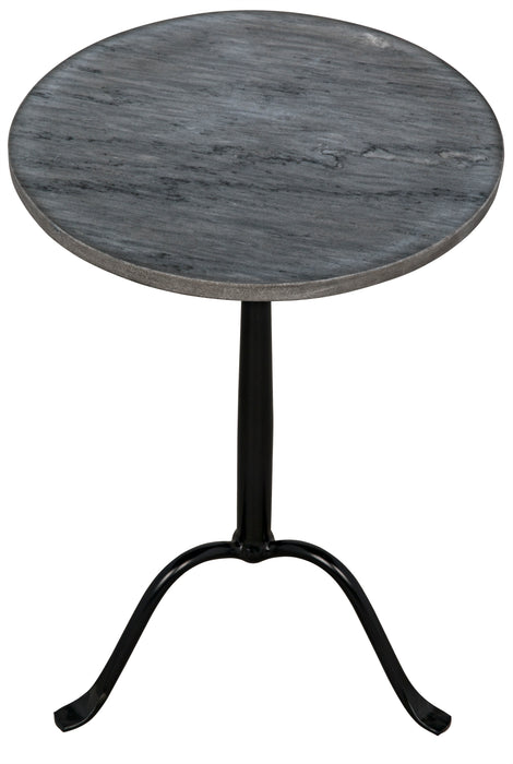Cosmopolitan Side Table, Black Steel with Marble