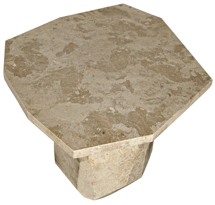 Polyhedron Side Table, White Marble