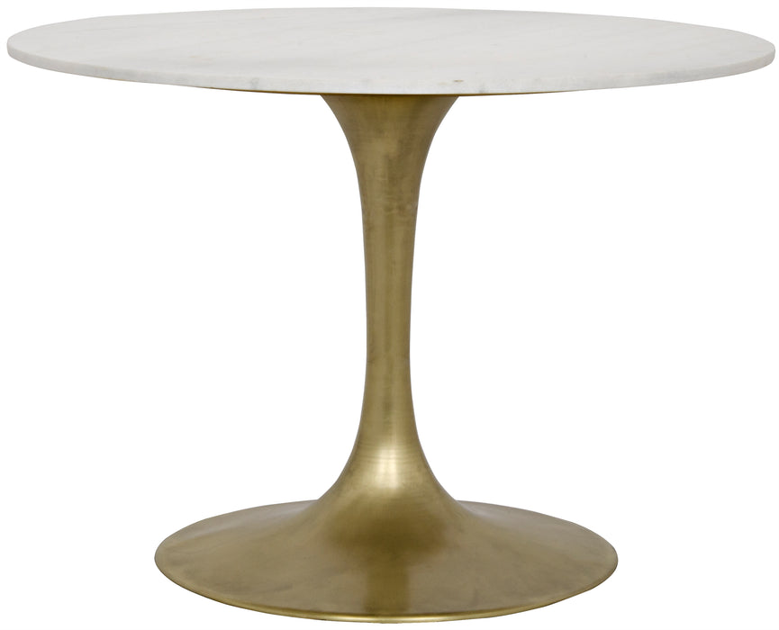 Laredo 40" Table with White Stone Top, Metal with Brass Finish