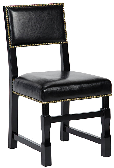 Abadon Side Chair with Leather, Distressed Black