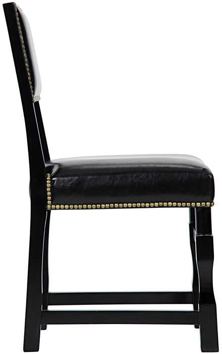 Abadon Side Chair with Leather, Distressed Black