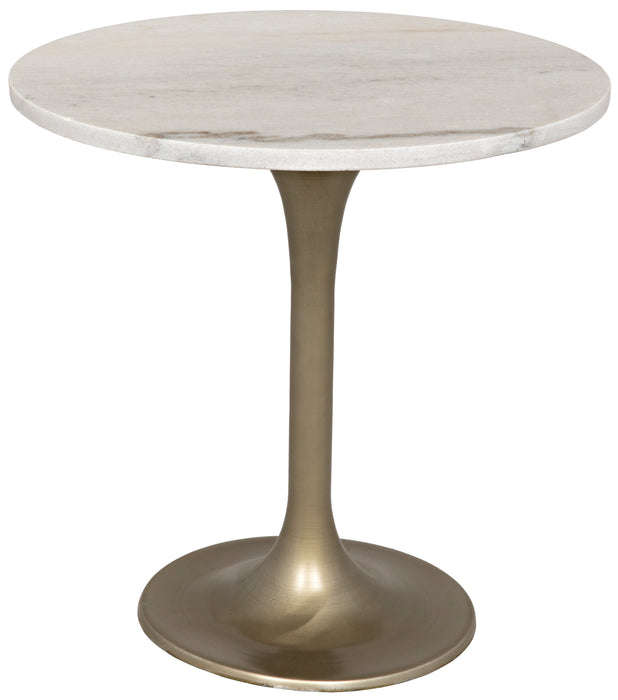 Laredo 20" Table with White Stone Top, Metal with Brass Finish