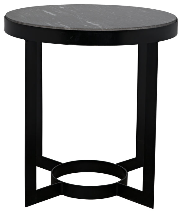 Parker Side Table, Black Steel with Black Marble