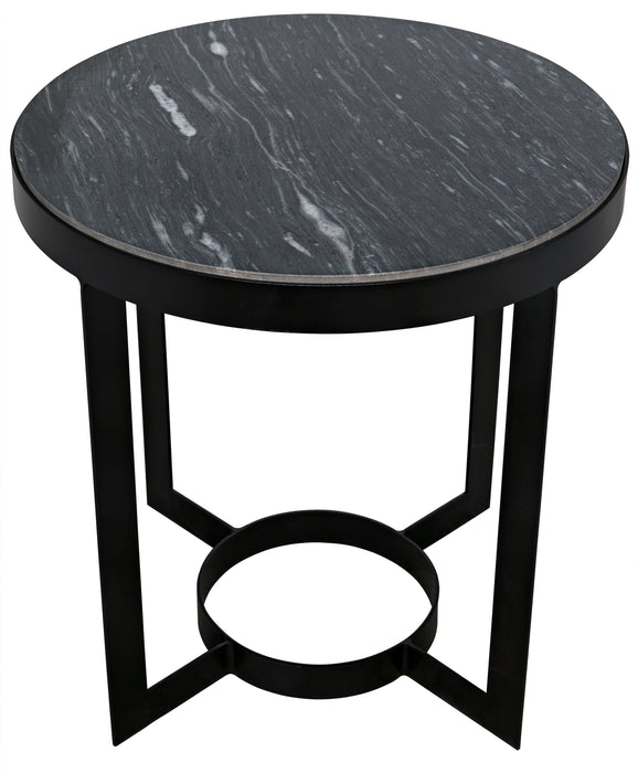 Parker Side Table, Black Steel with Black Marble