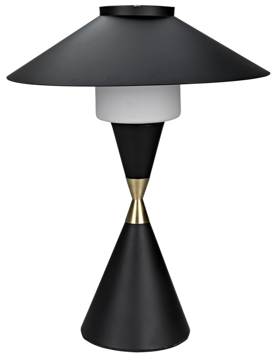 Lucia Table Lamp, Black Steel with Mb Detail