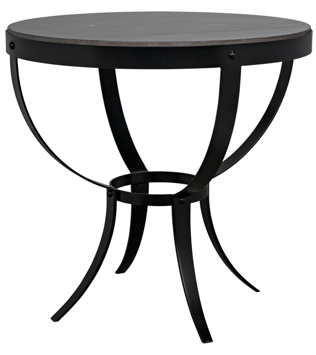 Byron Side Table, Black Steel with Marble