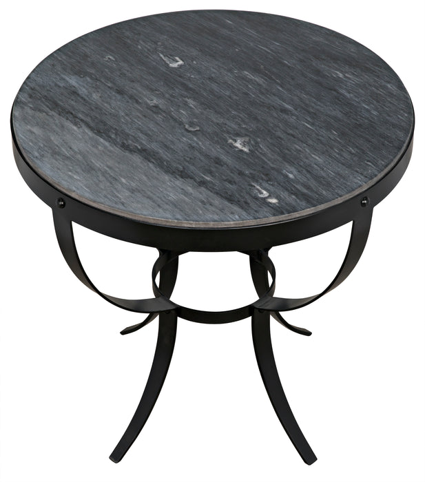 Byron Side Table, Black Steel with Marble