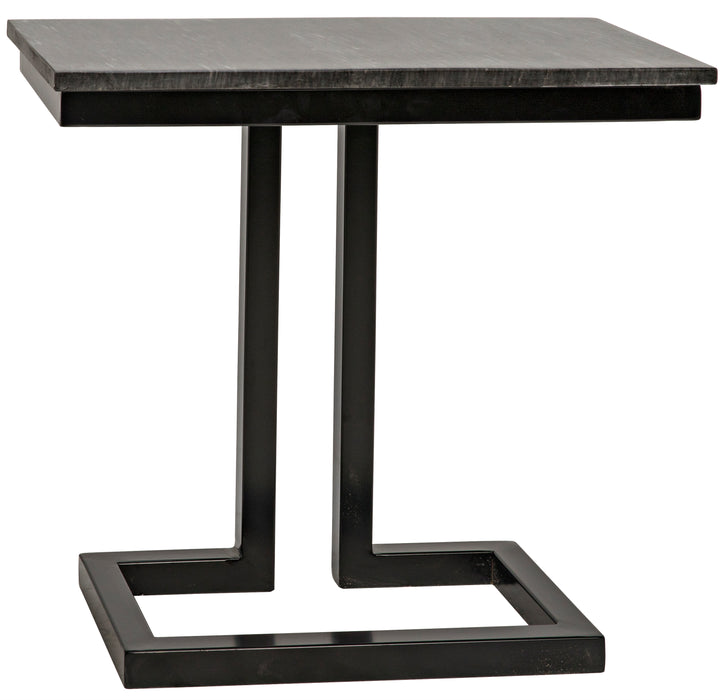 Alonzo Side Table, Black Steel with Marble