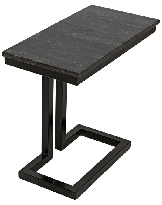 Alonzo Side Table, Black Steel with Marble