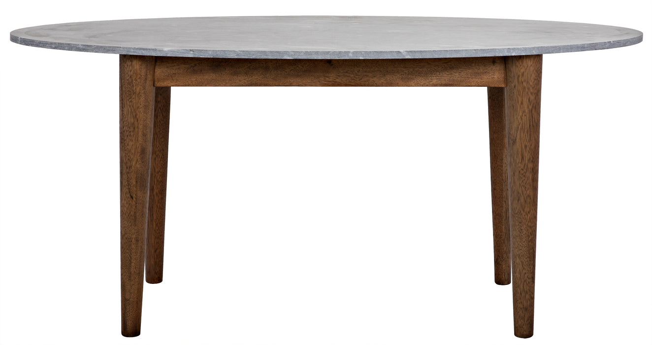 Surf Oval Dining Table with Black Marble Top, Dark Walnut