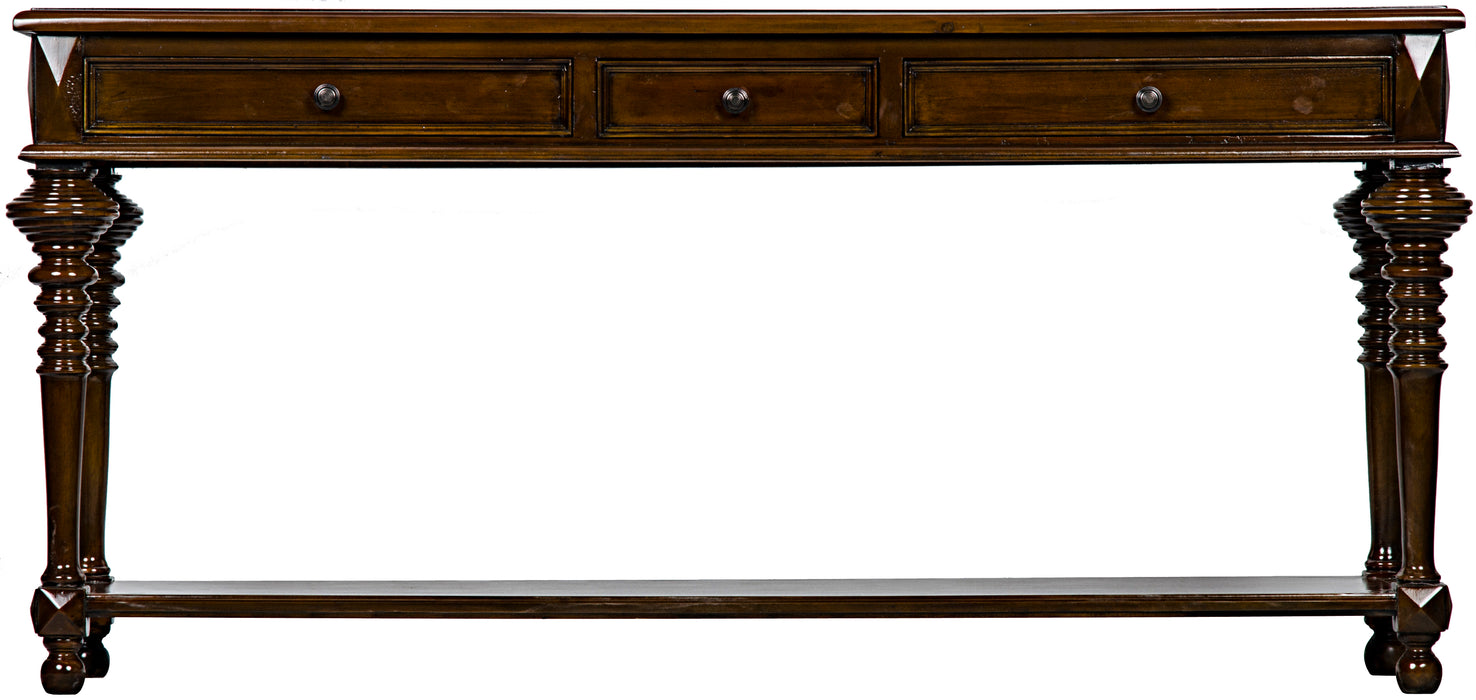 Colonial Large Sofa Table, Distressed Brown