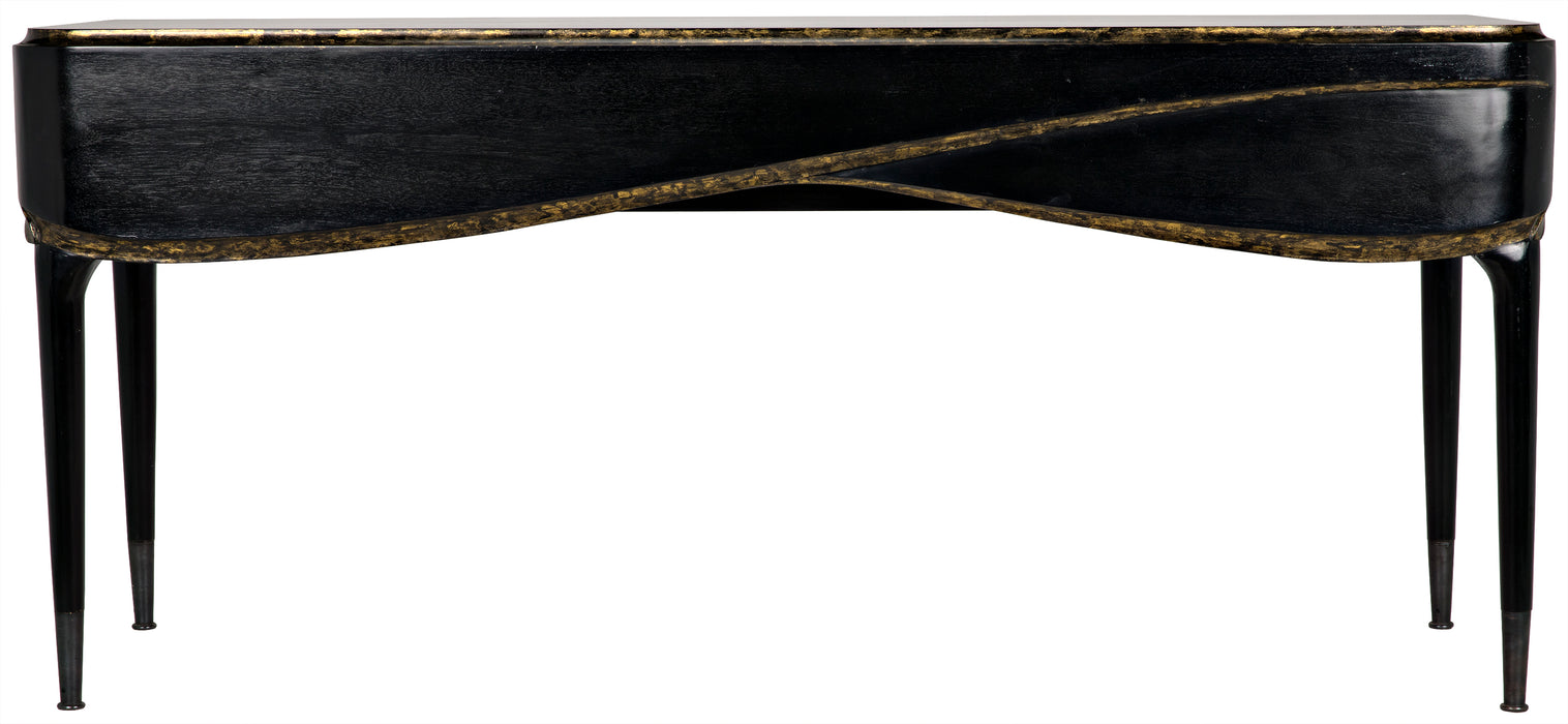 Carlisle Console, Hand Rubbed Black with Gold