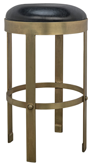 Prince Counter Stool with Leather, Brass Finish