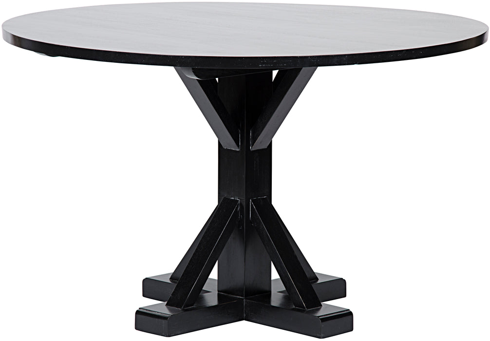 Criss-Cross Round Table, 48" Diameter, Hand Rubbed Black
