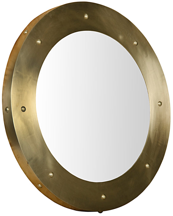 Clay Mirror, Large, Metal with Brass Finish